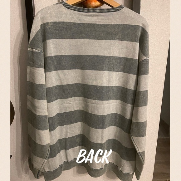 Blue Striped V-Stitched Stone Washed Sweater - Picture 8 of 12